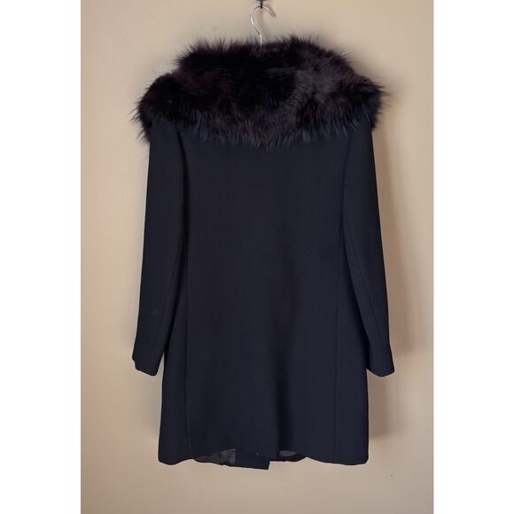 Vintage Union Made Black Wool Over Coat Dramatic Fur Collar CBK Style Tailored - Picture 4 of 16